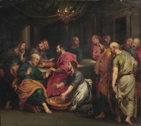 Christ Washing The Feet Of His Disciples Oil Painting by Peter Paul Rubens