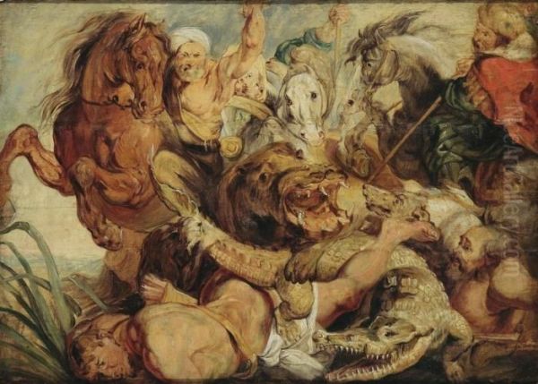 The Hippopotamus Hunt Oil Painting by Peter Paul Rubens