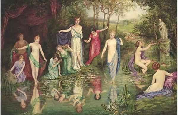 Bathing nymphs Oil Painting by John William Waterhouse