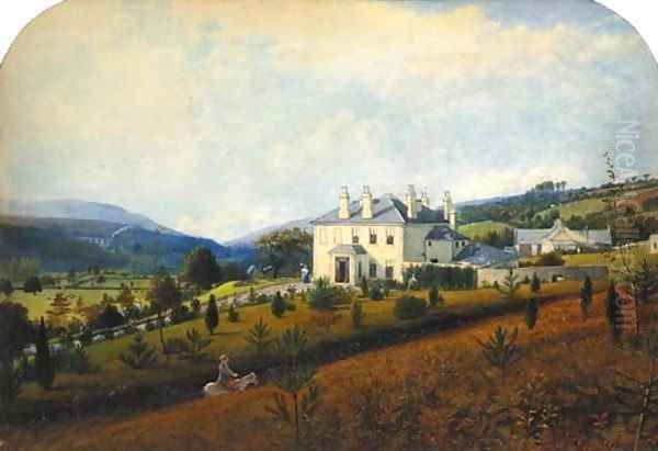 A View of, and from Captn Frederick's House at Portmneath Vaughan, near Glin neath, Vale of Neath Oil Painting by Edward Facon Watson