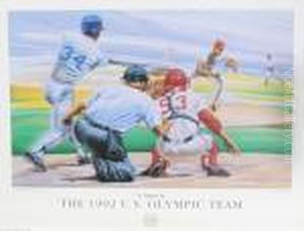 The 1992 Us Olympic Team: Baseball Oil Painting by Manuel Bernardino Ruiz Sanchez Morales