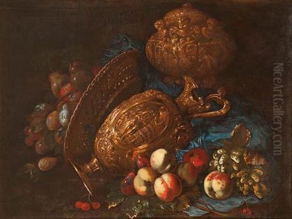 Bodegon De Frutas Y Bronces Oil Painting by Giovan Battista Ruoppolo