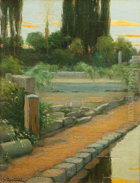 Parque Oil Painting by Santiago Rusinol i Prats