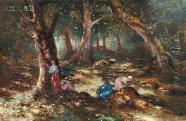 Woods At Raheen Oil Painting by George William, A.E. Russell