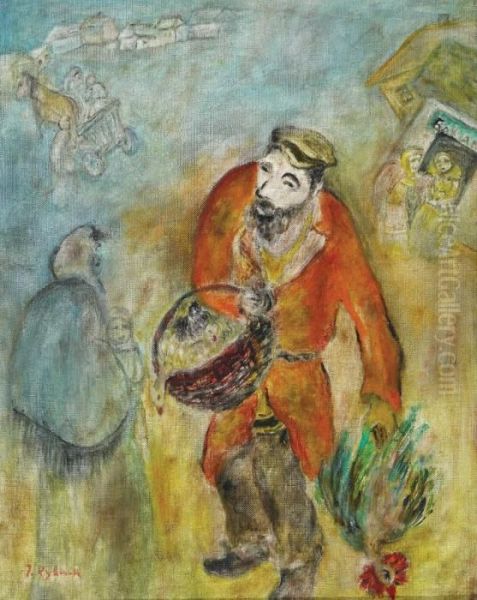 Poultry Vendor Oil Painting by Issachar ber Ryback