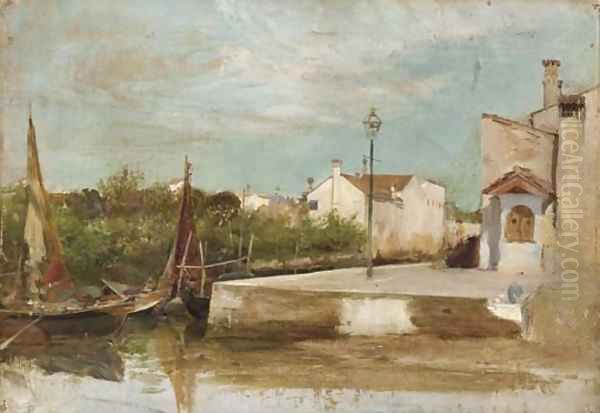 A Venetian backwater Oil Painting by Henry Woods