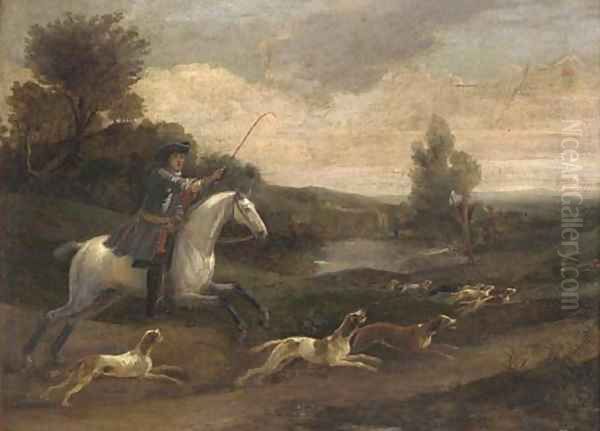 A hunting party in full cry Oil Painting by Jan Wyck