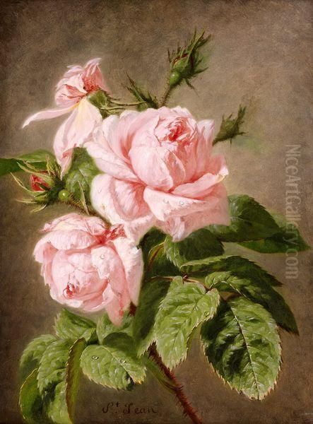 Etude De Roses Oil Painting by Simon Saint-Jean