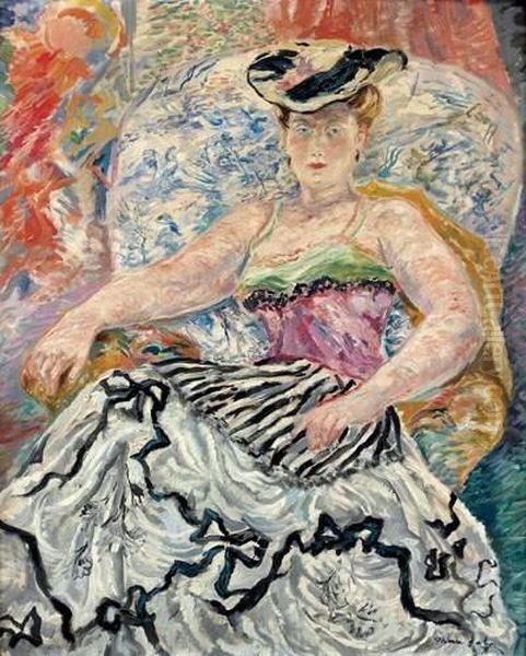 Femme Sur Un Fauteuil Bleu, Execute Vers 1940 Oil Painting by Emilio Sala y Frances