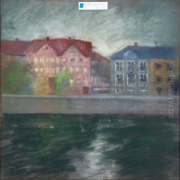 Canals In Copenhagen Oil Painting by Edvard Anders Saltoft