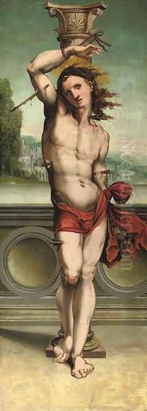 Saint Sebastian Oil Painting by Anton Woensam Von Worms