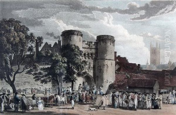 St. George's Gate At Canterbury Oil Painting by Paul Sandby