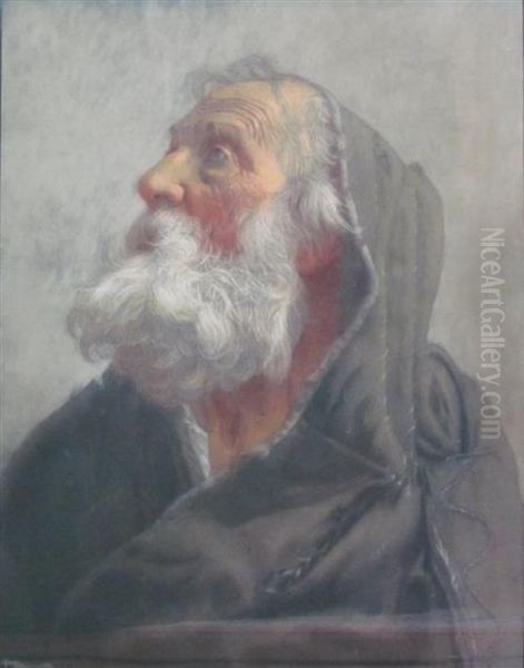 Old Man In Hooded Cloak Oil Painting by Frederick Sandys