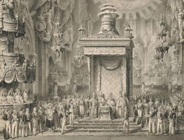 The Coronation Of Emperor 
Ferdinand I As King Of Lombardy-venetia, In The Duomo In Milan, 1 
September 1838 Oil Painting by Alessandro Sanquirico