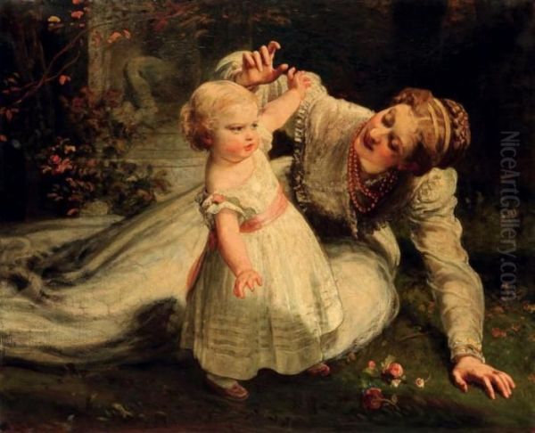 Les Premiers Pas Oil Painting by James Sant