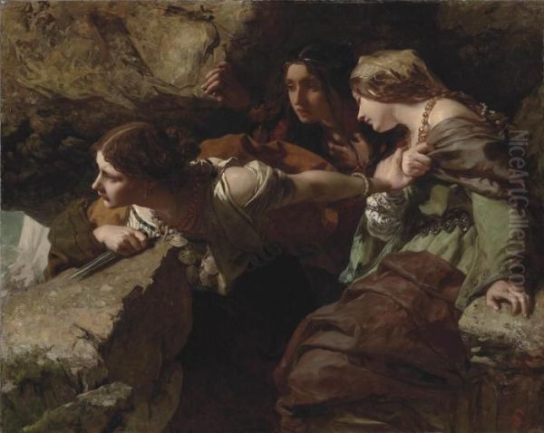 Courage, Anxiety And Despair: Watching The Battle Oil Painting by James Sant