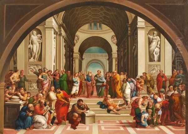 The School Of Athens Oil Painting by Raphael (Raffaello Sanzio of Urbino)