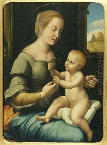 Madonna And Child Holding Carnations Oil Painting by Raphael (Raffaello Sanzio of Urbino)