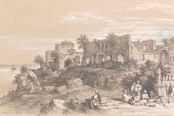 Ruins of a palace at Rajmahal, on the Ganges, near Patna Oil Painting by Colonel George Francis White