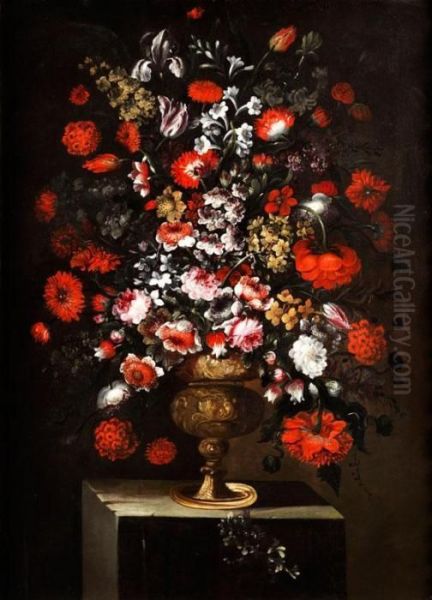 Blumenstrauss In Vase Oil Painting by Andrea Scaccati