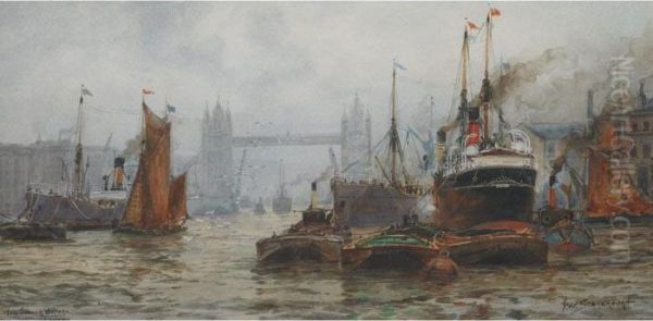 The Tower Bridge, London Oil Painting by William Harrison Scarborough