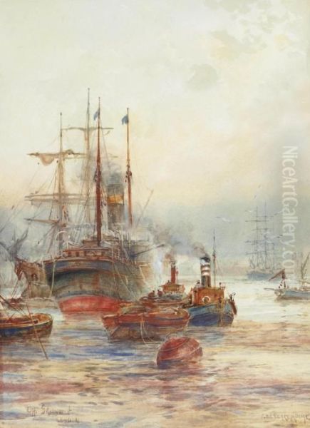 Off Greenwich, London Oil Painting by William Harrison Scarborough