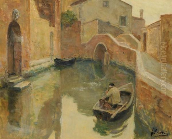 Canale Veneziano Oil Painting by Ferruccio Scattola