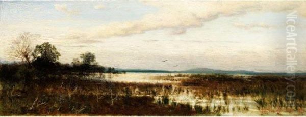 Ansicht Vom Chiemsee Oil Painting by August Schaeffer von Wienwald