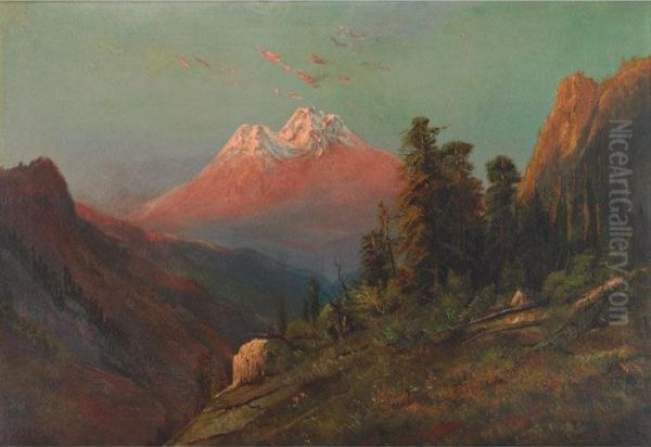 Evening On Mt. Shasta California Oil Painting by Frederick Ferdinand Schafer