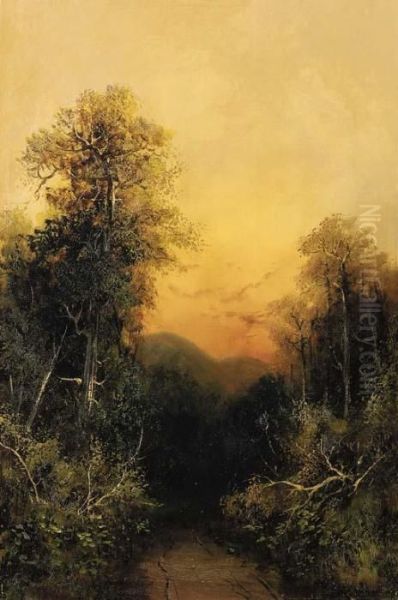 Forest Path Oil Painting by Frederick Ferdinand Schafer