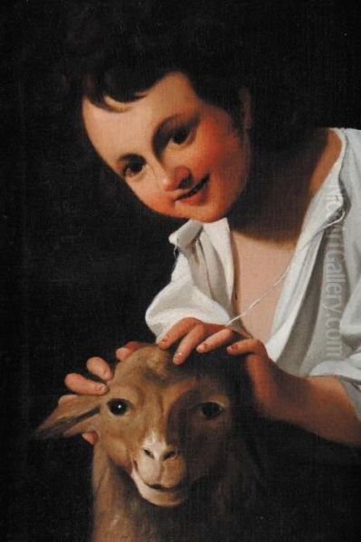 Fanciullo Che Accarezza Un Agnello Oil Painting by Bartolomeo Schedoni