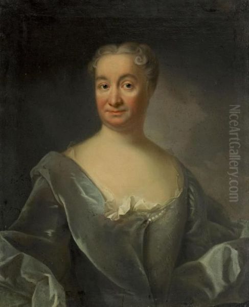 Portratt Av Friherrinnan Hedvig Charlotta Fleetwood - Midjebild Oil Painting by Johan Henrik Scheffel