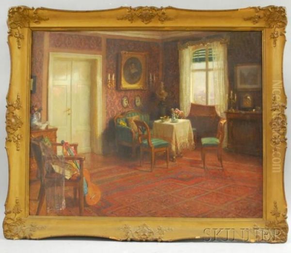 Parlor Interior Oil Painting by Robert Scheffer