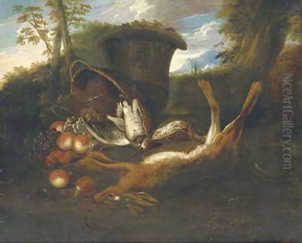 A hunting still life with a hare Oil Painting by Jan Weenix