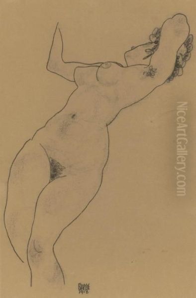 Liegender Akt Oil Painting by Egon Schiele