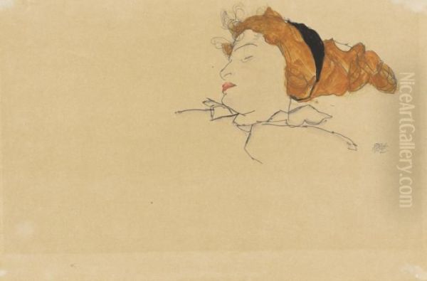 Schlafende Frau (wally Neuzil) Oil Painting by Egon Schiele