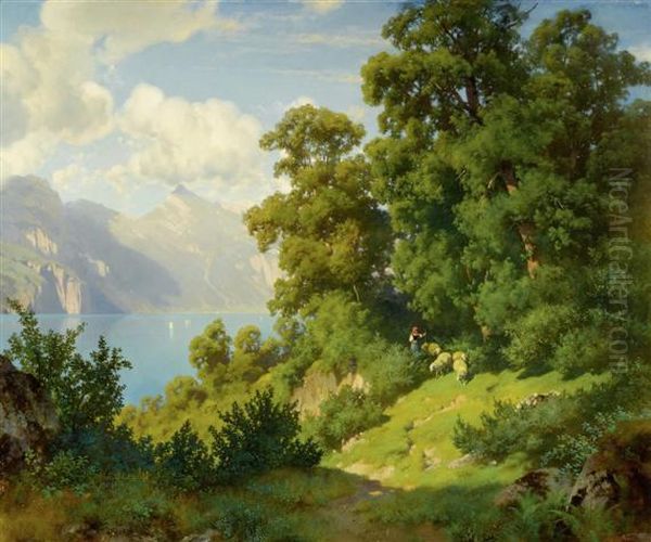 Walensee Mit Sichelkamm Oil Painting by Traugott Schiess