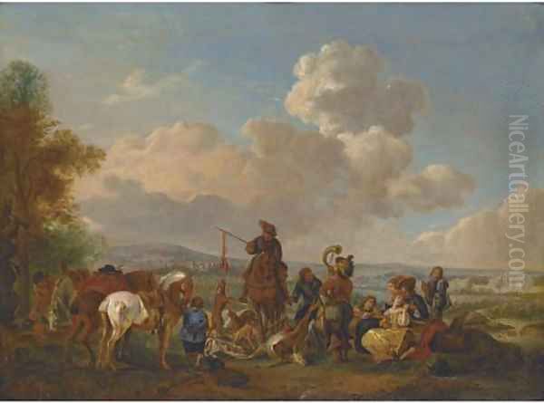 A hunting party with trophies of the chase Oil Painting by Pieter Wouverman