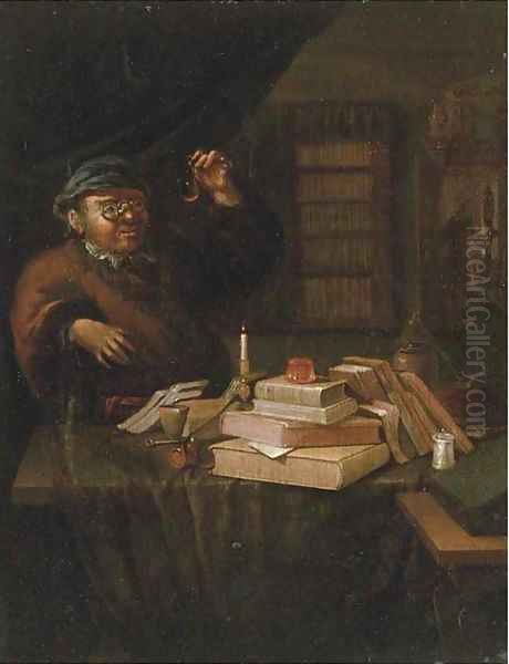 An alchemist in his study Oil Painting by Thomas Wijck