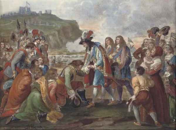 The arrival of King Charles II at Dover on 25 May 1660, after the Restitution Oil Painting by Jakob Walter