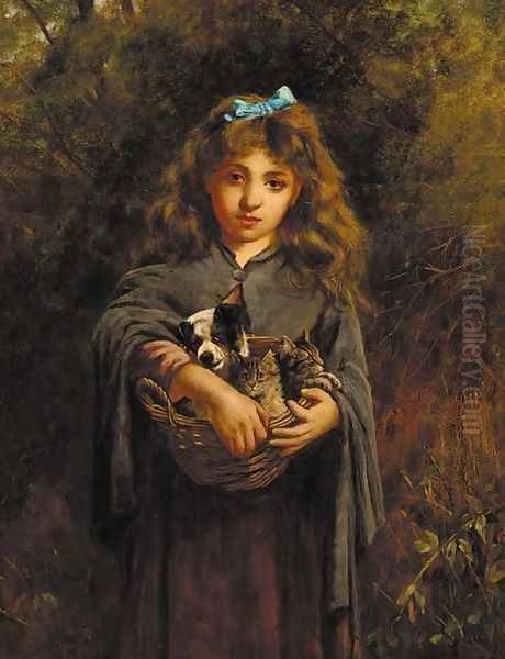 The pets Oil Painting by Samuel Edmund Waller