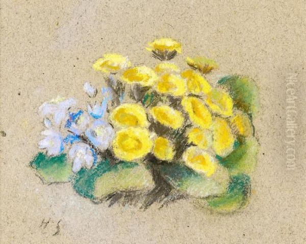 Blasippor Och Tussilago Oil Painting by Helene Schjerfbeck