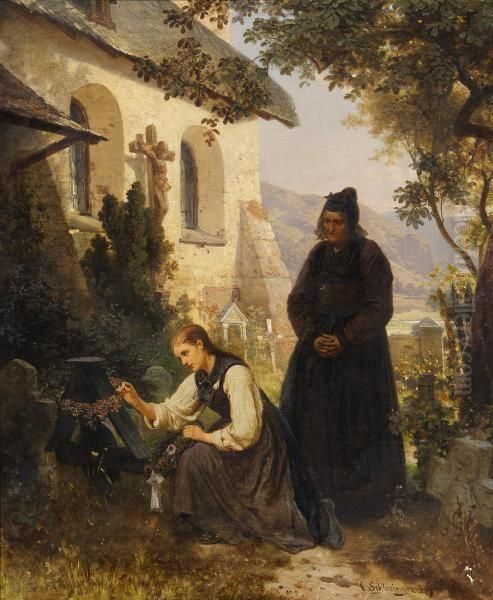 In The Cemetery Oil Painting by Karl Schlesinger