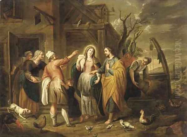 Mary and Joseph at the Inn Oil Painting by Abraham Willemsens