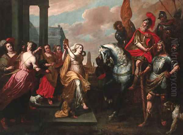 The meeting of Jepthah and his daughters Oil Painting by Abraham Willemsens