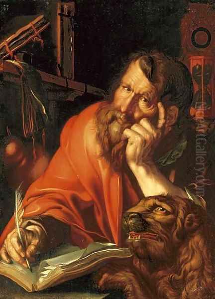 The Evangelist Mark Oil Painting by Joachim Wtewael (Uytewael)