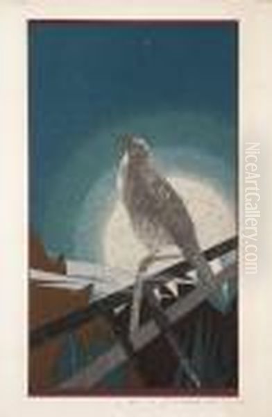 Oiseau Perche Devant Le Disque Lunaire Oil Painting by Francois-Louis Schmied