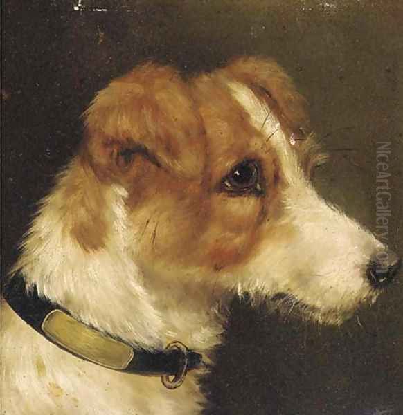 The head of a terrier Oil Painting by John Arnold Wheeler