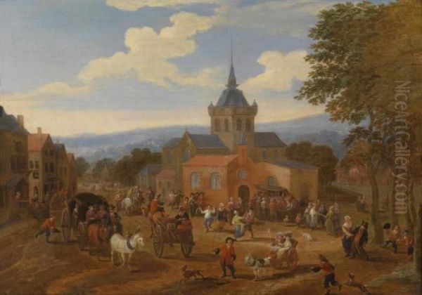 A Village Kermis Oil Painting by Mattijs Schoevaerdts