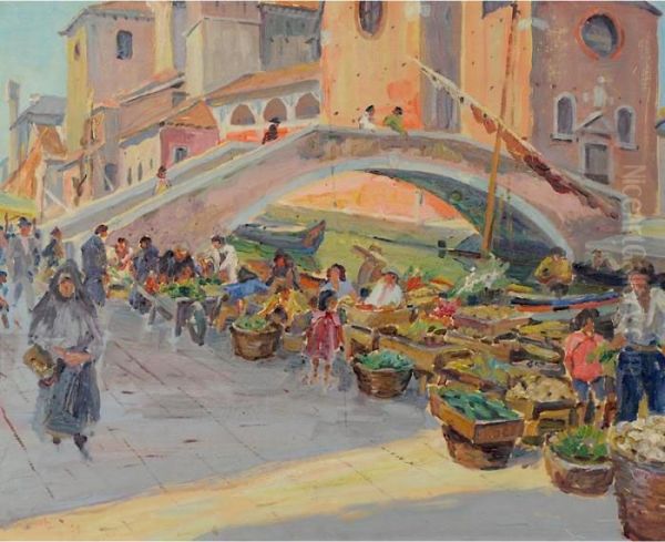 Mercato A Chioggia Oil Painting by Paul Scholz